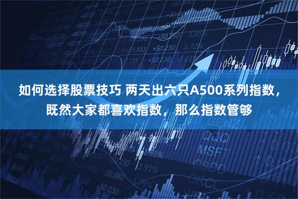 如何选择股票技巧 两天出六只A500系列指数，既然大家都喜欢指数，那么指数管够